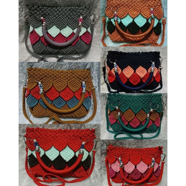 TAS TALIKUR uk 30x18cm MURAH/grosir tas rajut/rajut jogja murah/tas talikur motif daun/tas ayukhayla