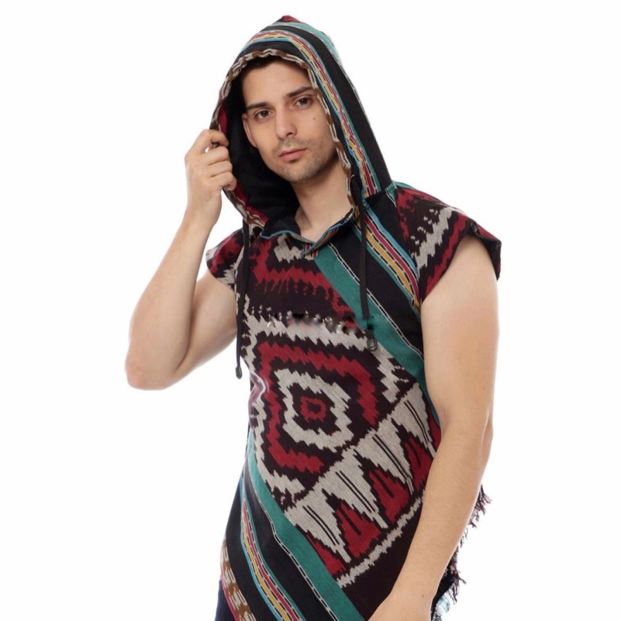 Hoodie Tenun - Toraja Short Sleeve Hoodie - UNISEX - Kain Tenun Asli Motif Toraja Original