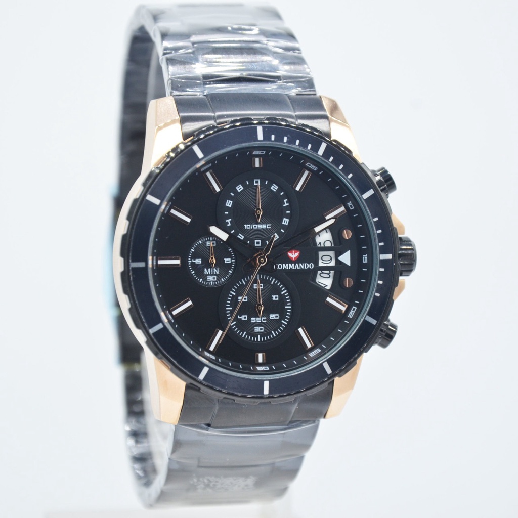 Commando 3005 Jam tangan pria original chronograph stainless steel