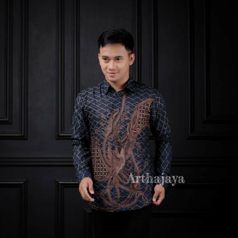 BATIK PRIA SIZE  M L XL XXL BSWART BATIK HRB026 Kenongo Hem panjang Padi