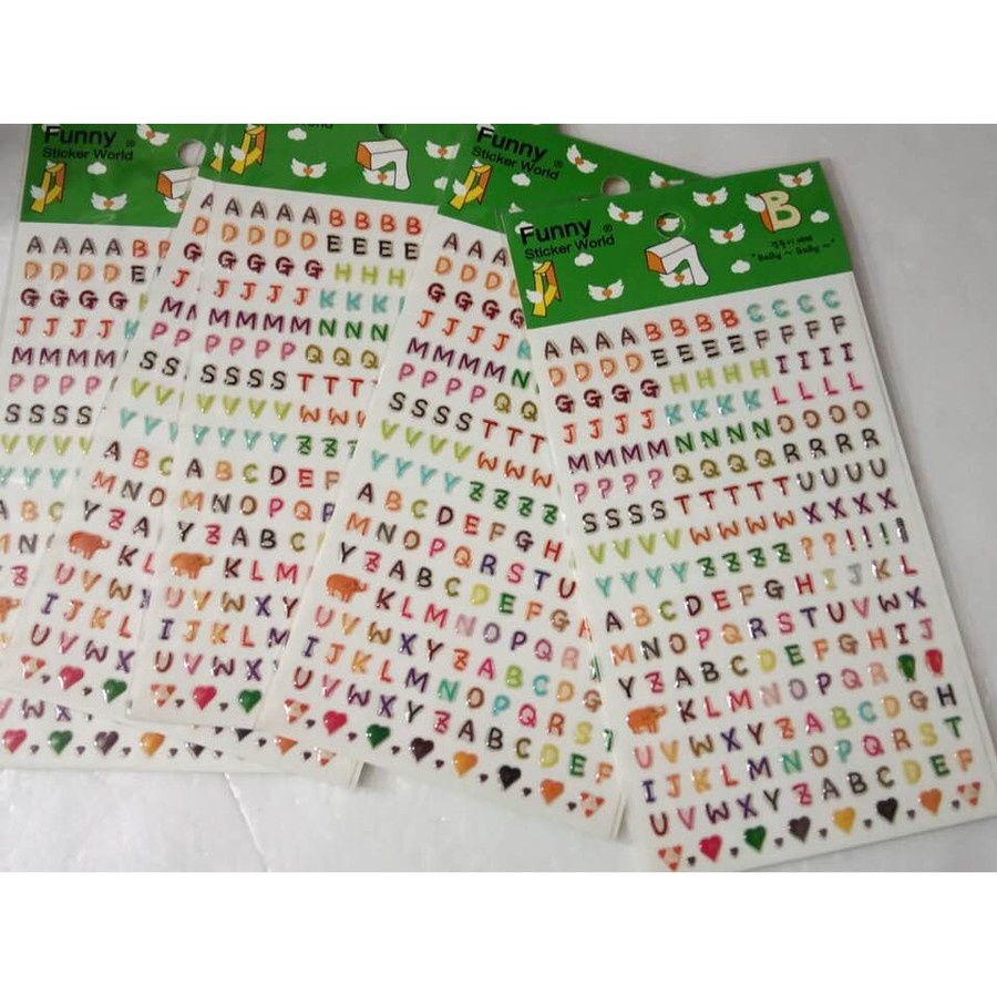 

STICKER MOTIF ABJAD QUALITY IMPORT JUAL PERPACK ISI 1LEMBAR