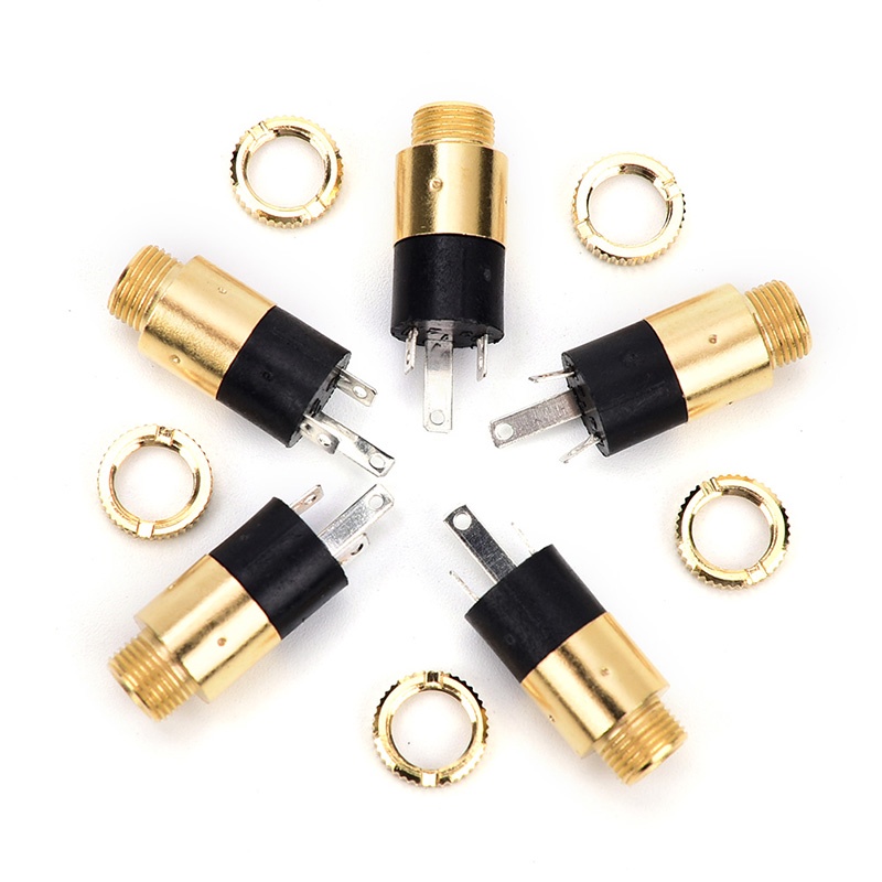 (Happy) 5pcs Pj392 Jack Audio 3.5mm Female Warna Emas Untuk Headphone