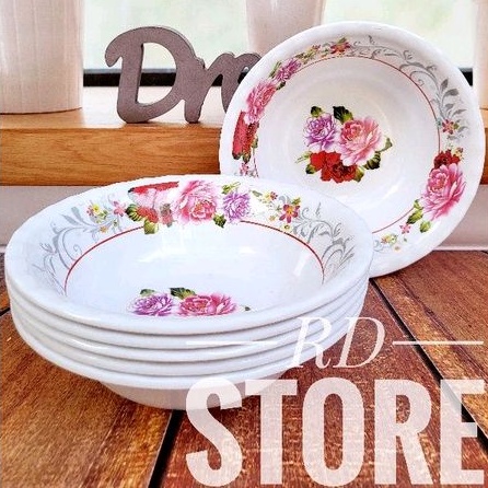 PROMO 6.PCS MANGKOK ULIR MOTIF ROSE MELAMINE