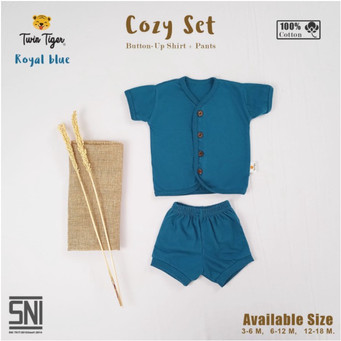 COZY SET Setelan Pendek TWIN TIGER SETELAN BAJU BAYI BAJU ANAK 3-18 BULAN Comfy earth series