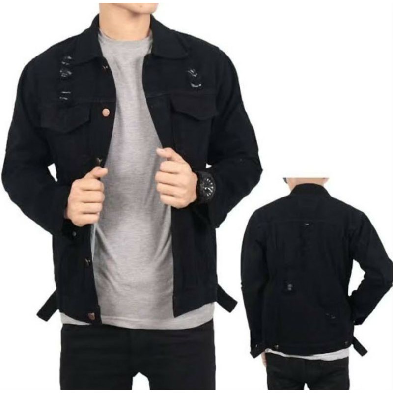pakaian pria/jaket jeans pria sobek/jaket jeans/jaket sobek/jaket ripped
