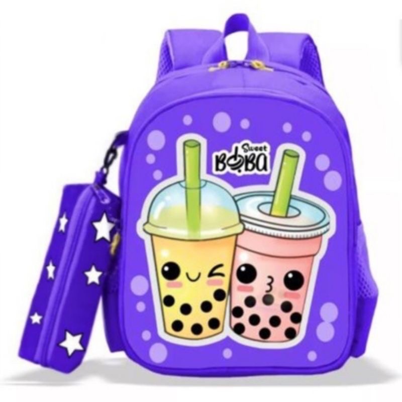 Ransel Boba Sekolah Anak Paud Tk SD Smp paket 2in1 / Tas Backpack Multifungsi Stylish Fashion Wanita bonus tempat pensil