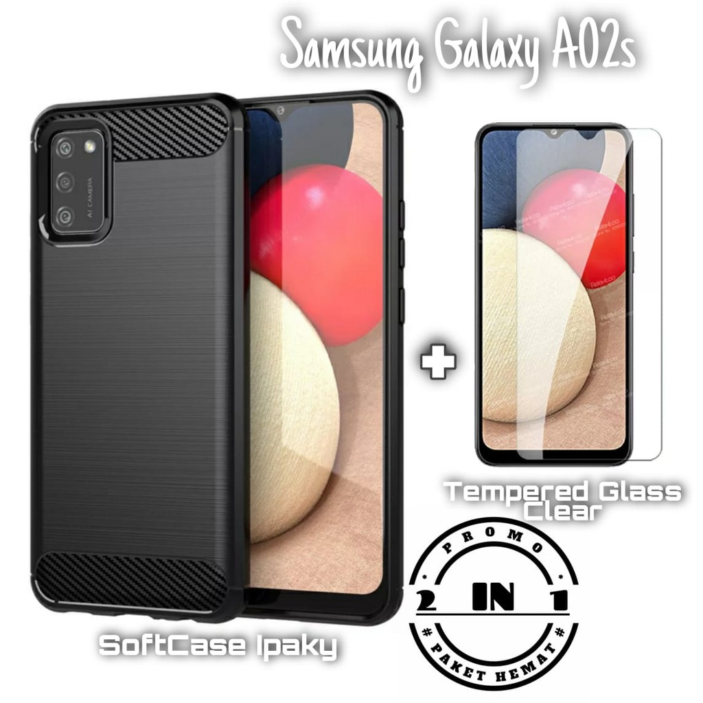 PROMO Case Samsung A02s Terbaru Soft Casing Cover Carbon IPAKY Free Tempered Glass Layar Clear