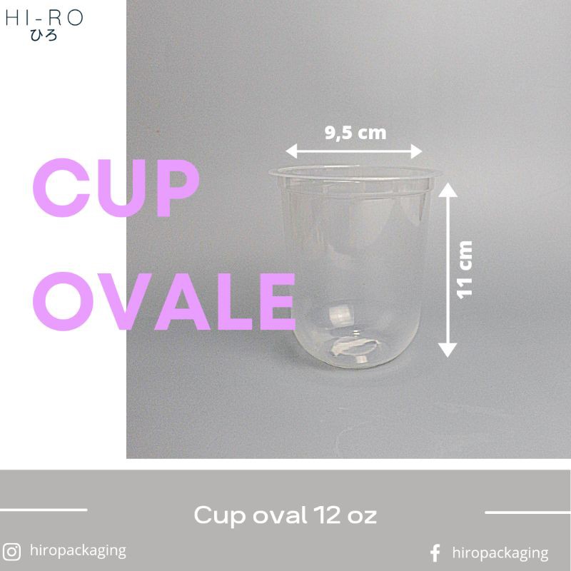 cup plastik oval polos 12 Oz / gelas plastik cup / plastic cup oval