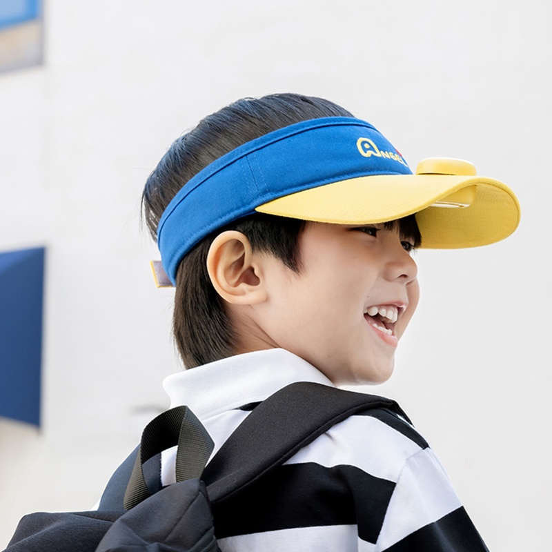 Vivi Topi Visor Matahari Anak / Orang Tua Dengan 3 Kipas Angin Untuk Musim Panas