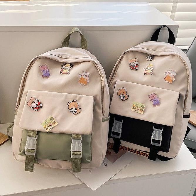 Kito.ID Tas Ransel Wanita Korea Ori Tas Sekolah Kanvas Muat Laptop