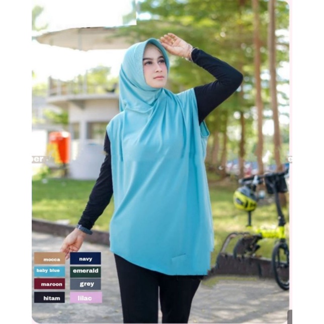 Hijab Olahraga Muslimah Syari Jumbo Menutup Dada dan Perut Bahan Jersey Super Tebal-5