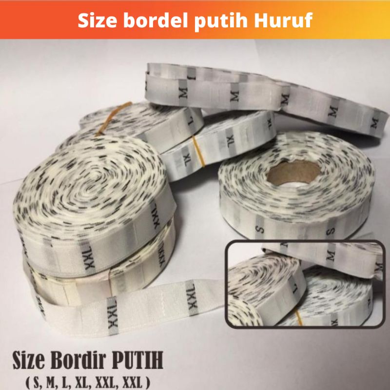 per roll size bordel putih huruf untuk label baju merk baju celana kualitas bagus kuat termurah