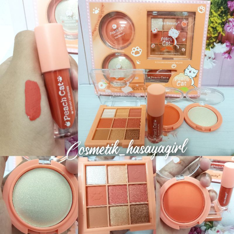 TERMURAH PAKET MAKE UP 4IN1 KISS BEAUTY  PEACH CAT 87176-03