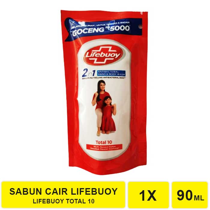 SABUN CAIR LIFEBUOY TOTAL 10 MERAH - 90 ML.