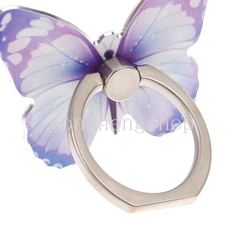 Butterfly Ring Holder Hp Universal Bentuk Kupu-Kupu Aksen Glitter