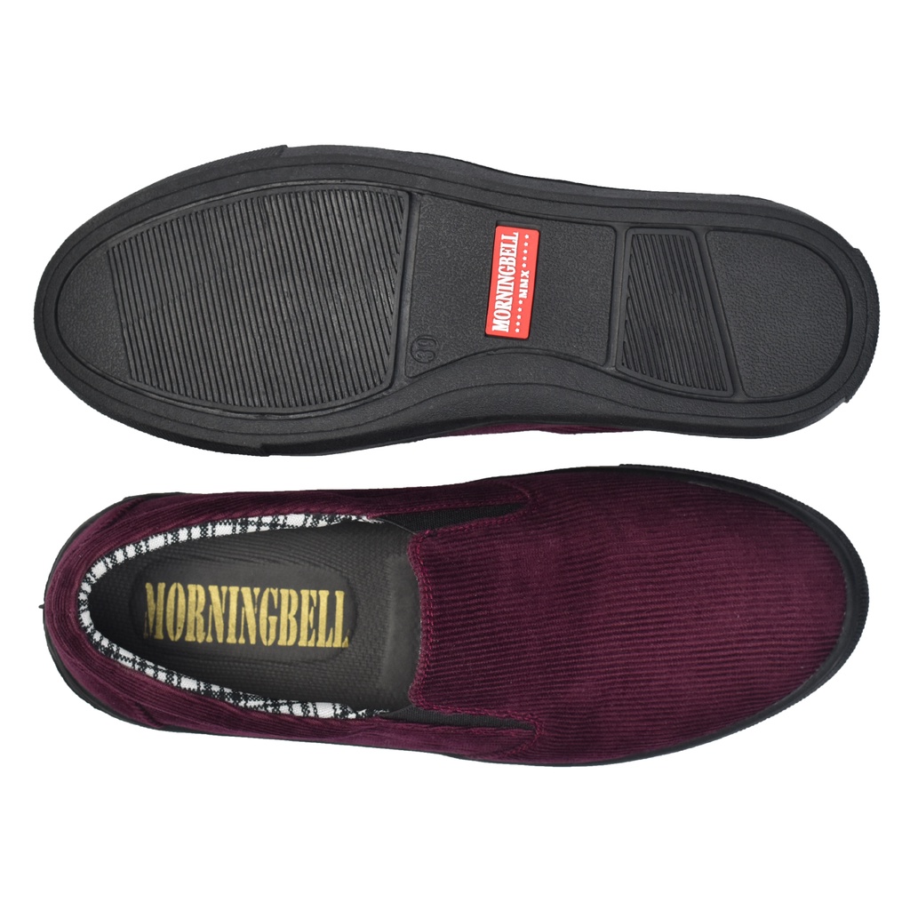 Morningbell - Sepatu pria slip on casual mojo marun black sole