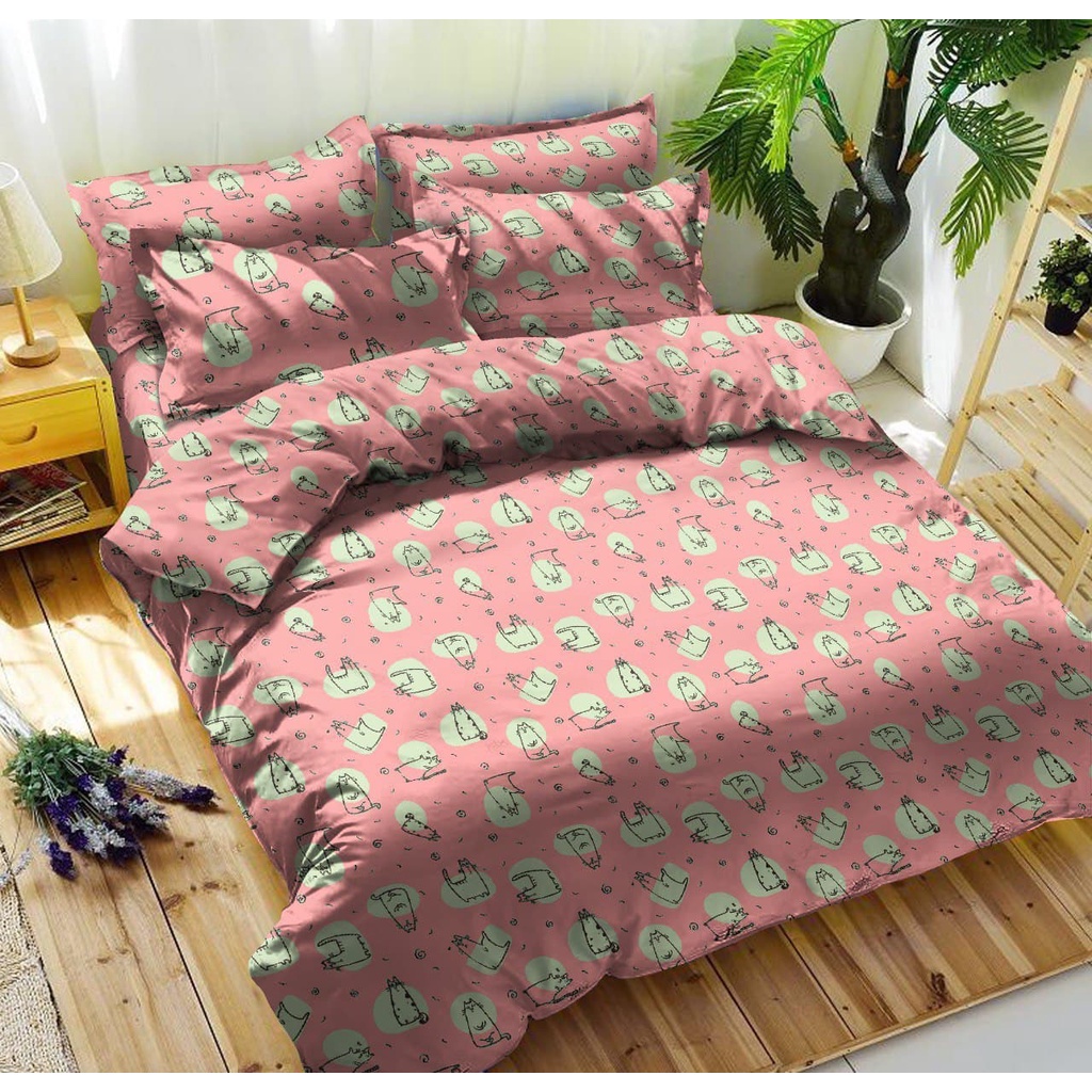 KONICO Bahan Kain Sprei Bahan MIKROTEX Motif CAT LIGHT anak Meteran (kain meteran)