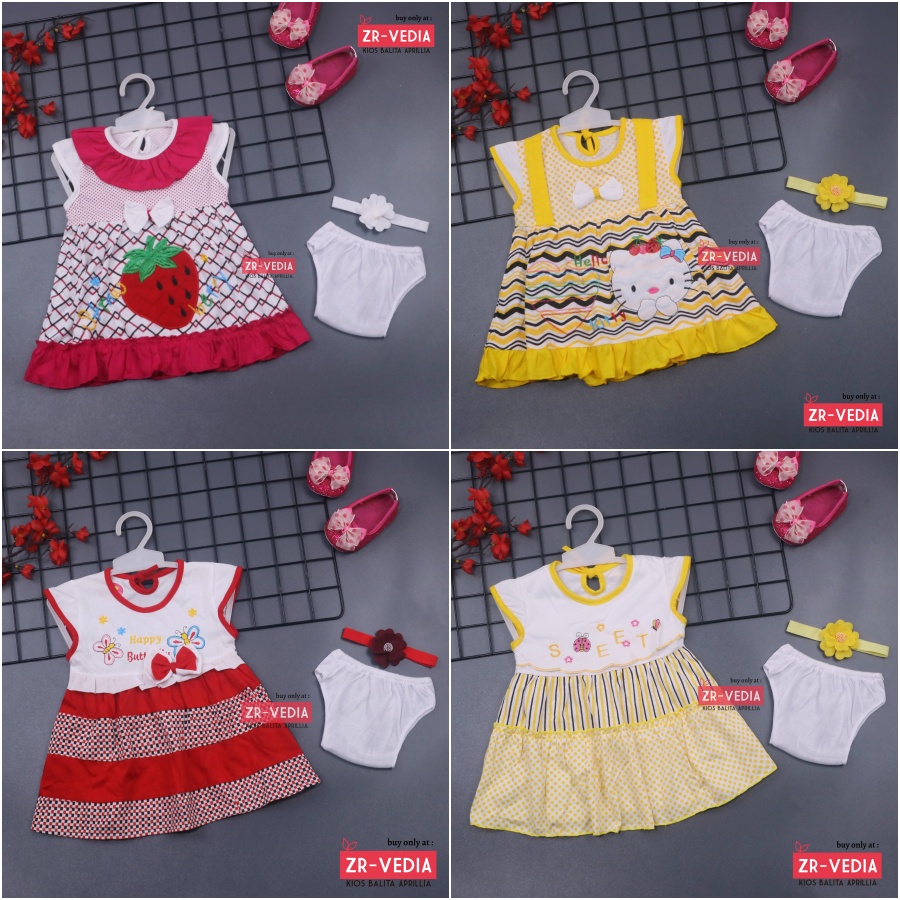 [GRATIS BANDO] Setelan Bayi Imut size 0-12 Bulan / Baby New Born Baju Anak Perempuan  SNI Dress Lucu