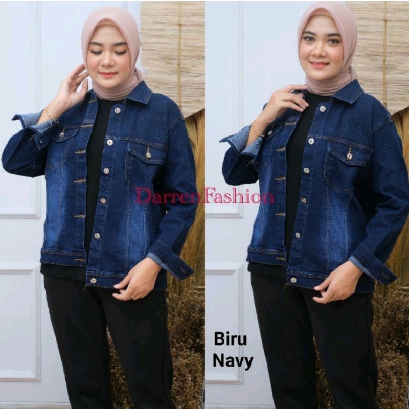 Jaket Jeans Wanita Stretch &amp; Tebal . Jaket Jeans Wanita L fit XL