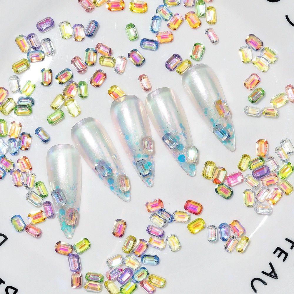 Agustinina Nail Art Charms Aurora Resin Cinta Hati Kuku Salon Manicure Aksesoris Waterdrip 3D Dekorasi Kuku