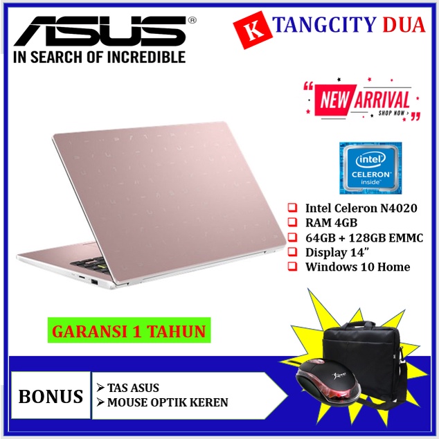 LAPTOP MURAH ASUS VIVOBOOK E410MA INTEL CELERON N4020 4GB 64GB+128GB EMMC WIN10 OFFICE 365-2