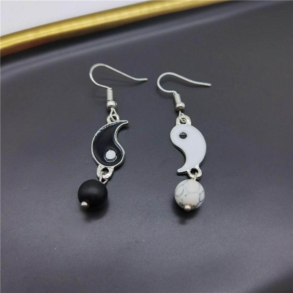 Mxbeauty Delapan Diagram Drop Earrings Fashion Drip Minyak Tai Chi Hitam Putih Simetris Wanita Perhiasan