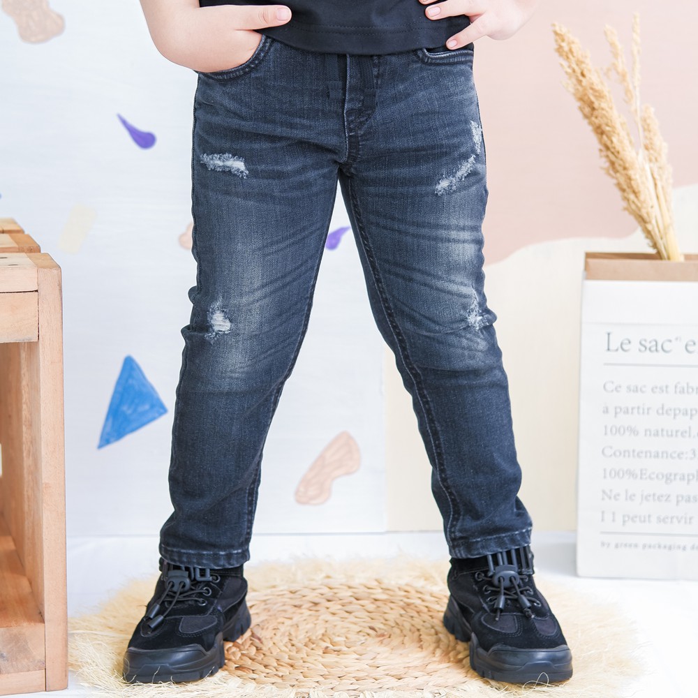 Lily and Clark celana jeans ripped anak laki laki warna hitam JH