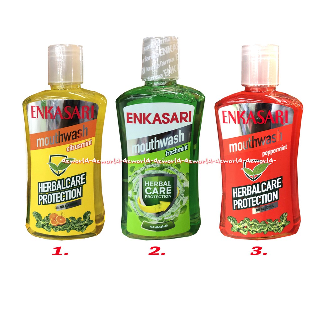 Enkasari Mouthwash 250ml Pappermint Citrusmint Fresmint Herbalcare Protection Obat Kumur Kumur Enka Sari