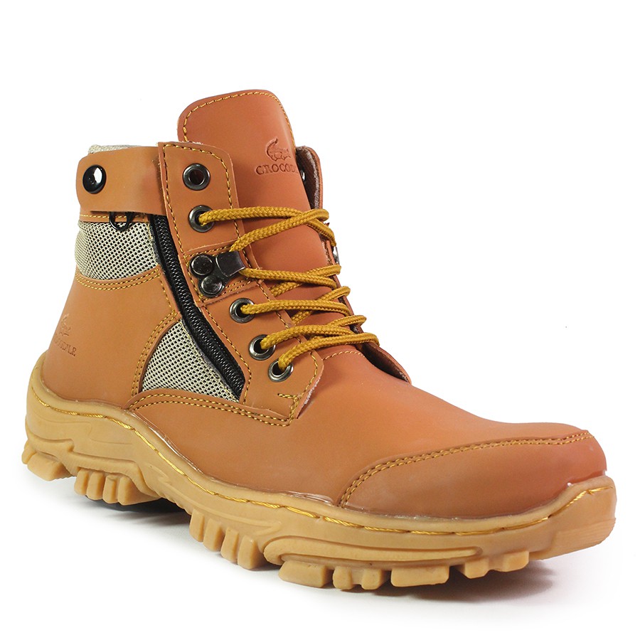 MS Shop - Sepatu Safety Boots Pria Crocodile Jointer PDL TAN Sleting Septi Bots Outdoor Tracking COD