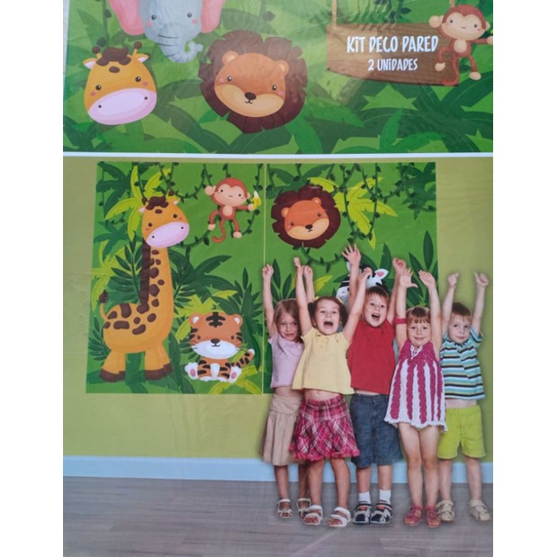 POSTER ANIMAL JUNGLE SAFARI  SPANDUK BACKGROUND BACKDROP DEKORASI PESTA ULANG TAHUN PROPERTI FOTO