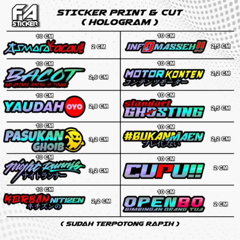 Stiker Motor Print Cutting Satuan Sticker Helm