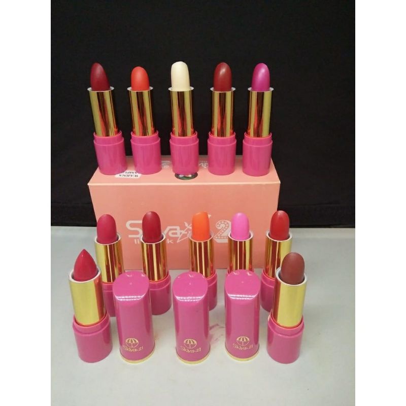 {12 Pcs} Lipstick Skiva 21 Campur Warna