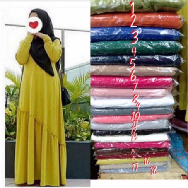 Gamis jersey rempel miring