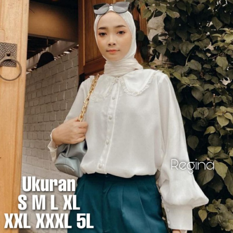 BAHAN RAYON | REGINA BLOUSE JUMBO TERMURAH DI R_PROJECT(S M L XL XXL XXXL 5L)-white