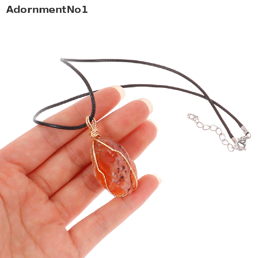 (AdornmentNo1) Kalung Tali Dengan Liontin Batu Kristal Chakra July Birthstone Untuk Pria / Wanita