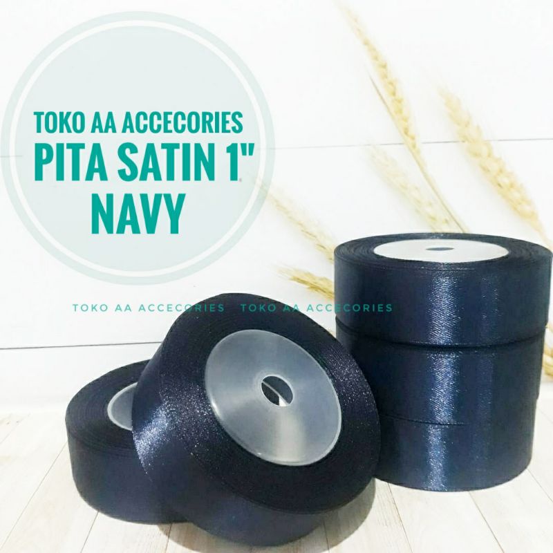 Pita satin NAVY termurah 1&quot; per roll