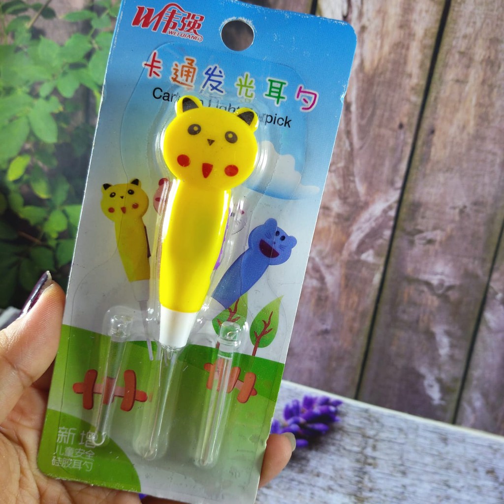 Korek Kuping Lampu / Earpick Cartoon LED Cute Animal Korek Kuping Telinga Karakter Lampu LED