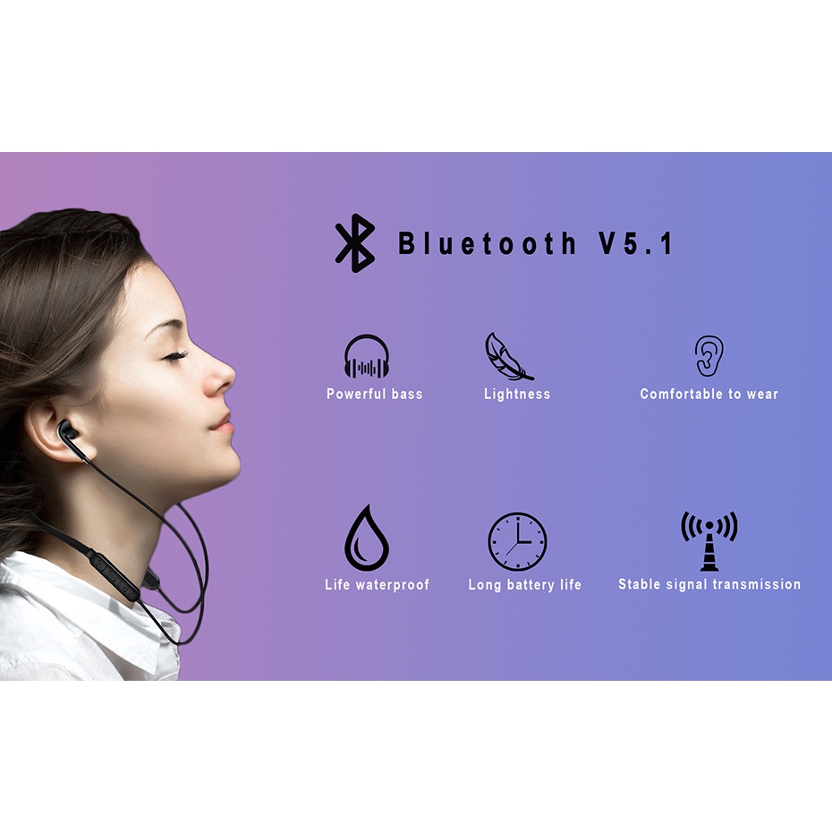 B7 Headset Bluetooth Leher Earphone Nirkabel Earphone Olahraga Stereo Earbud untuk Xiaomi Huawei Samsung Oppo Vivo Sony