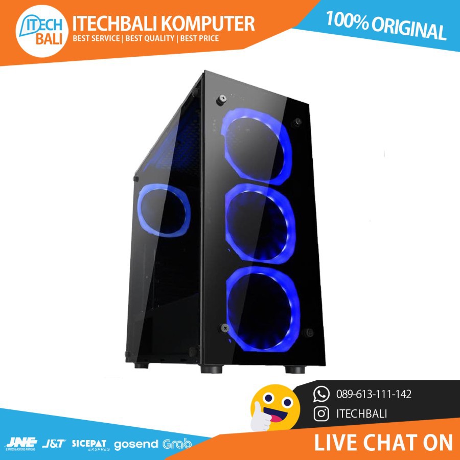 Casing INFINITY VESTA ATX Side Tempered Glass Free 4 Fan| ITECHBALI