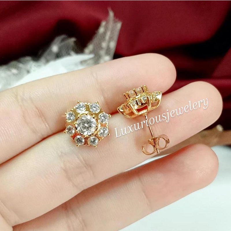 Luxuriousjewelery- Anting Ronyok Replika Berlian lapis emas