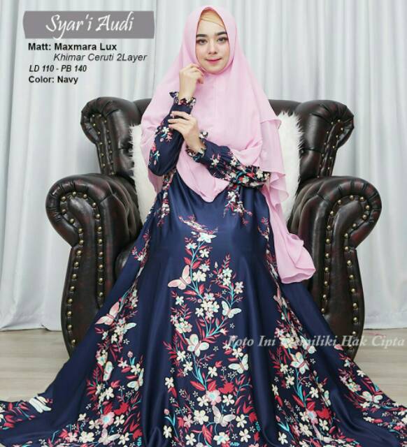 GAMIS KHIMAR SYARI MAXMARA LUX AUDI COKLAT BUSUI SUPER MAYUNG MAXY DRESS MUSLIM MOTIF CANTIK MODIS