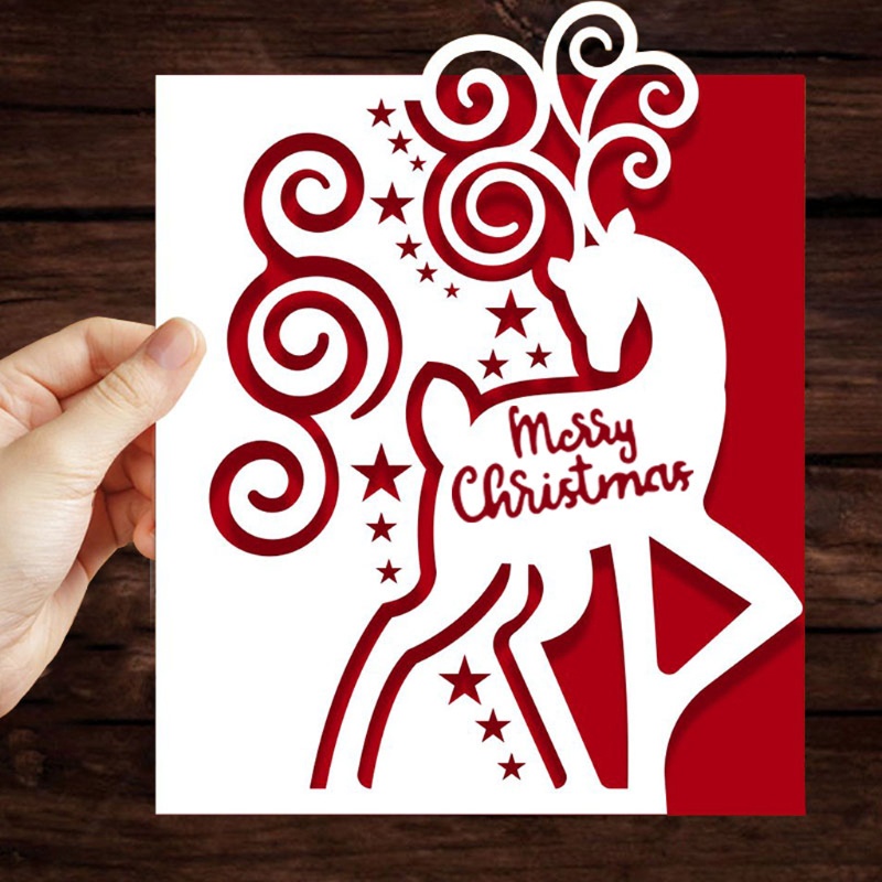 Cetakan Stensil Cutting Dies Motif Rusa Natal Bahan Metal Untuk Scrapbook / Craft DIY