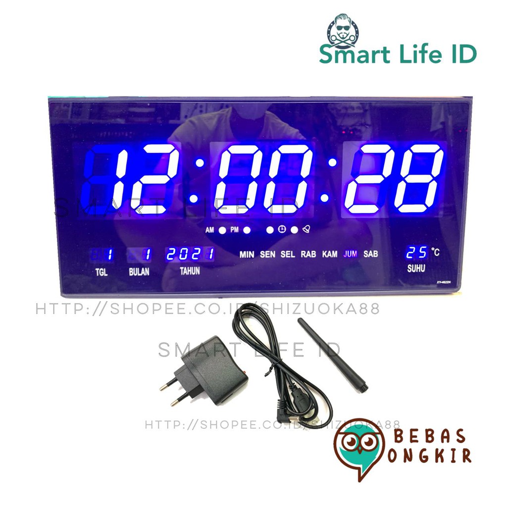 Jam Dinding LED Digital Clock Jam Meja Dekorasi Hiasan Dinding Rumah XY 4622 Biru