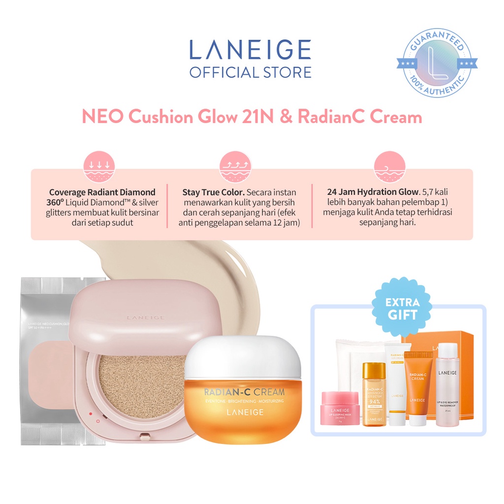 Laneige NEO Cushion Glow 21N & Radian-C Cream