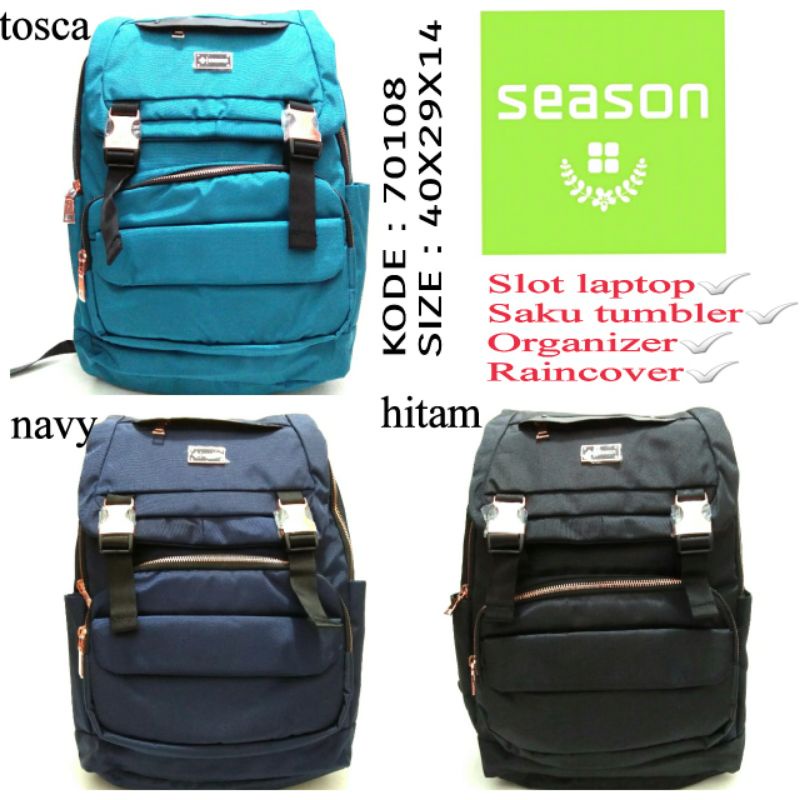 TAS RANSEL SEKOLAH ANAK PEREMPUAN SEASON 70108 ADA RAINCOVER WARNA TOSCA HITAM NAVY