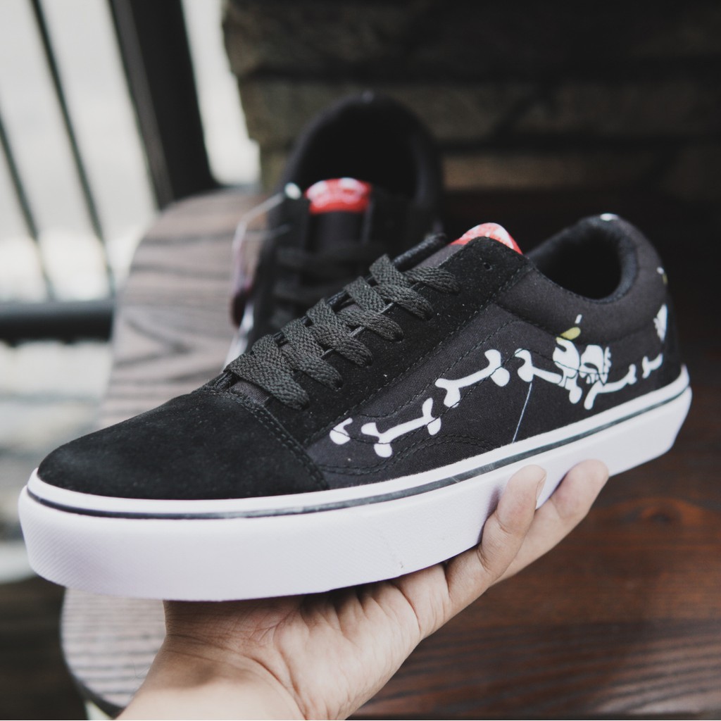 SM88 - SIAP KIRIM Sepatu Pria Sneakers Cowok Vans Oldskool Motif Tulang Hitam Kasual Sekolah Premium