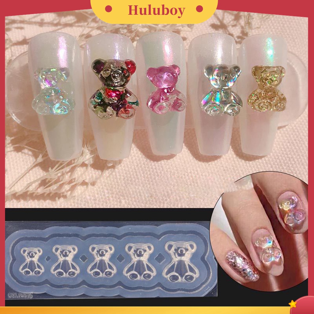 Huluboy Huluboy♡ Cetakan Stempel Kuku 3D Bahan Silikon Transparan Untuk Nail Art DIY