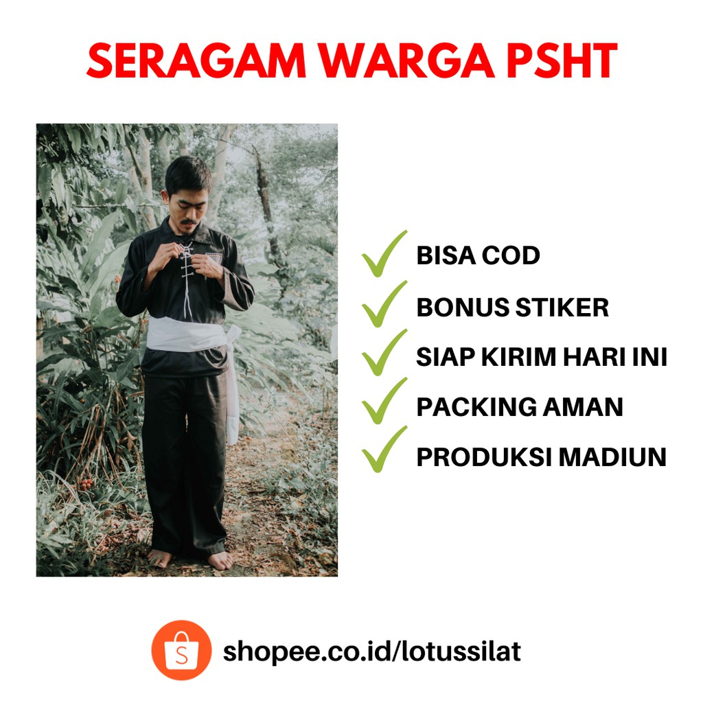 [Bisa COD] Baju Silat Sakral Warga PSHT SH Terate Nagata Drill Premium Original Grade A Kualitas Ter