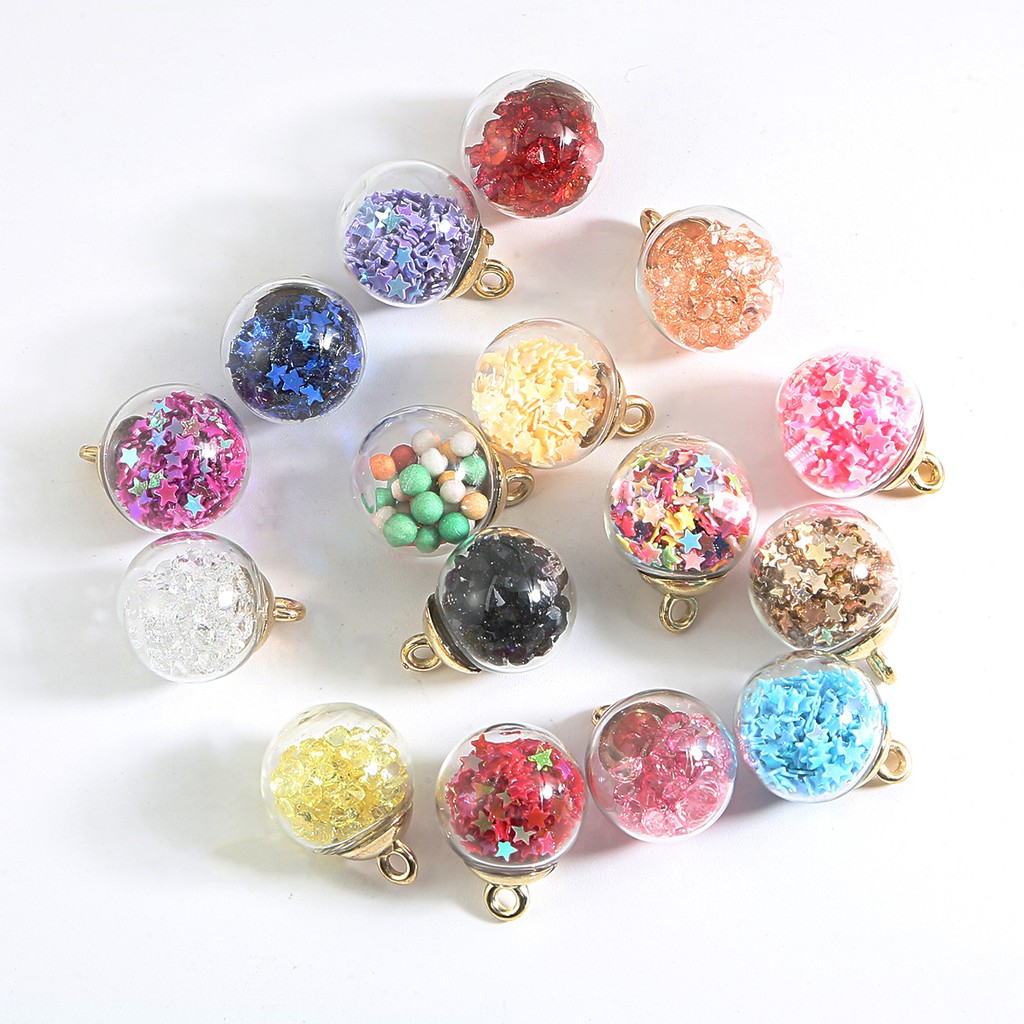 10 Pcs /pack Wholesale Exquisite Fashion Color Transparent Crystal Glass Ball Pendant For DIY Earring Accessories