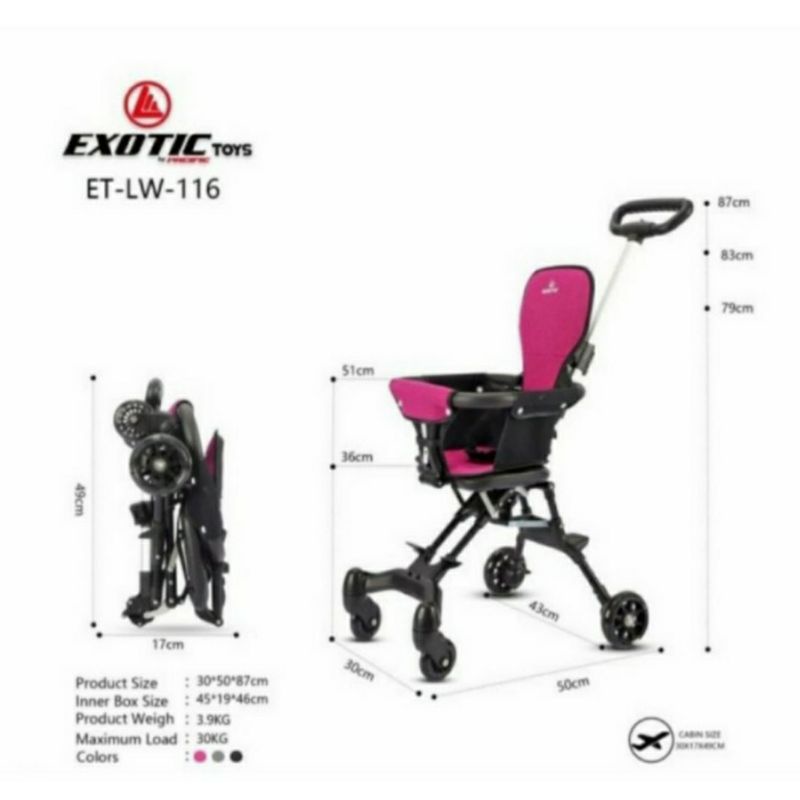 stroller travel exotic lw116 cabin size